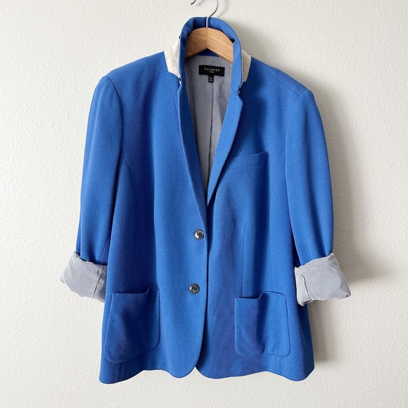 Talbots Aberdeen Blue Cotton Knit Blazer Women's plus size 18W Single Breasted